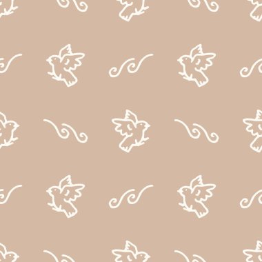 Sakin, yeni doğmuş, kusursuz, minimal bir kuş. Cinsiyet açısından nötr bebek odası dekorasyonu. Scandi stili eskiz duvar kağıdı arkaplan taşı ya da yeni yürümeye başlayan giysi modaName.