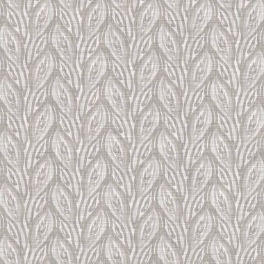 Fransız gri botanik yapraklı keten desenli, 2 tonluk kır evi motifli. Basit bir kırsal kumaş tekstil etkisi. İlkel, eski püskü, şık mutfak bezi tasarımı..