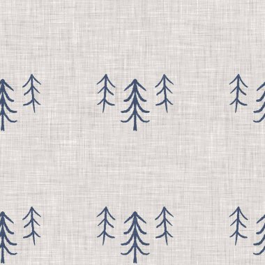 Fransız mavi botanik yaprağı keten desenli ve 2 tonluk kır evi motifli. Basit bir kırsal kumaş tekstil etkisi. İlkel, eski püskü, şık mutfak bezi tasarımı..