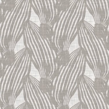 Fransız gri botanik yapraklı keten desenli, 2 tonluk kır evi motifli. Basit bir kırsal kumaş tekstil etkisi. İlkel, eski püskü, şık mutfak bezi tasarımı..