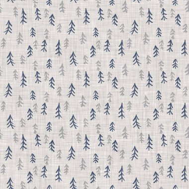 Fransız mavi botanik yaprağı keten desenli ve 2 tonluk kır evi motifli. Basit bir kırsal kumaş tekstil etkisi. İlkel, eski püskü, şık mutfak bezi tasarımı..