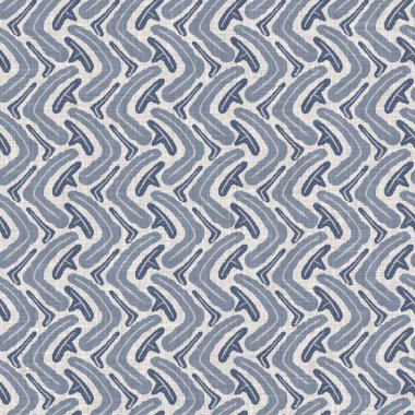 Fransız mavisi karalama motifli keten desenli. Tonal kır evi tarzı soyut karalama motifi arka planı. Basit bir kırsal kumaş tekstil etkisi. İlkel, pejmürde, şık bir kumaş..