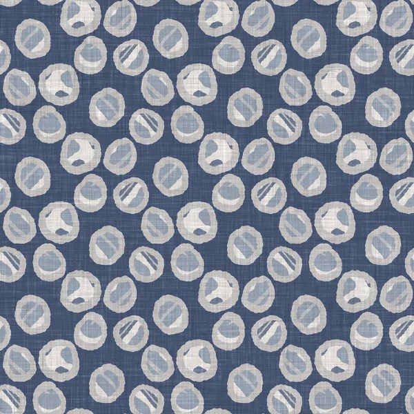 French blue doodle motif linen seamless pattern. Tonal country cottage style abstract scribble motif background. Simple vintage rustic fabric textile effect. Primitive drawing shabby chic cloth.