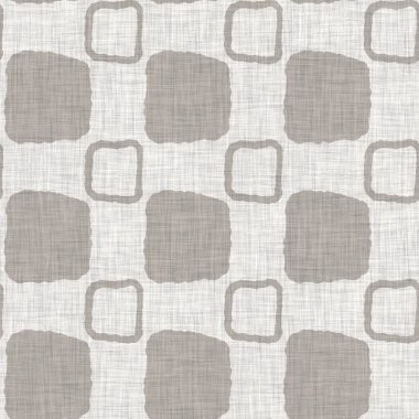 Fransız gri geometrik keten desenli. Tonal çiftlik evi tarzı soyut şebeke arka planı. Basit bir kırsal kumaş tekstil etkisi. İlkel, eski püskü, şık mutfak bezi tasarımı..