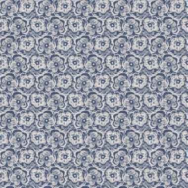 İki tonluk kır evi tarzı botanik motifli Fransız mavisi keten desenli. Basit bir kırsal kumaş tekstil etkisi. İlkel, modern, pejmürde, şık tasarım..