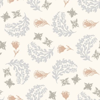 Sakin yeni doğan yaprak yaprakları dikişsiz desen. Cinsiyet açısından nötr bebek odası dekorasyonu. Scandi stili eskiz duvar kağıdı arkaplan taşı ya da yeni yürümeye başlayan giysi modaName.