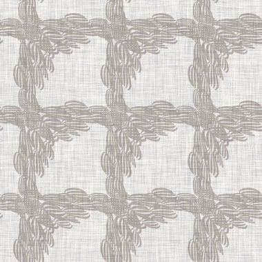 Fransız gri botanik yapraklı keten desenli, 2 tonluk kır evi motifli. Basit bir kırsal kumaş tekstil etkisi. İlkel, eski püskü, şık mutfak bezi tasarımı..