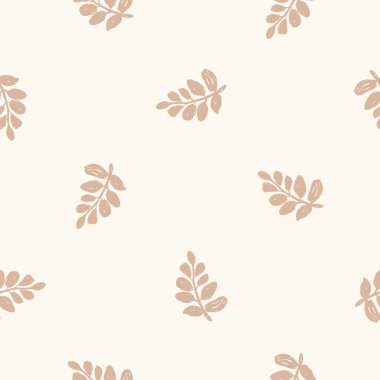 Sakin yeni doğan yaprak yaprakları dikişsiz desen. Cinsiyet açısından nötr bebek odası dekorasyonu. Scandi stili eskiz duvar kağıdı arkaplan taşı ya da yeni yürümeye başlayan giysi modaName.