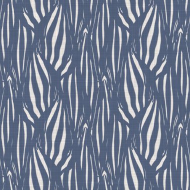 Fransız mavi botanik yaprağı keten desenli ve 2 tonluk kır evi motifli. Basit bir kırsal kumaş tekstil etkisi. İlkel, eski püskü, şık mutfak bezi tasarımı..