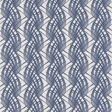 Fransız mavi botanik yaprağı keten desenli ve 2 tonluk kır evi motifli. Basit bir kırsal kumaş tekstil etkisi. İlkel, eski püskü, şık mutfak bezi tasarımı..