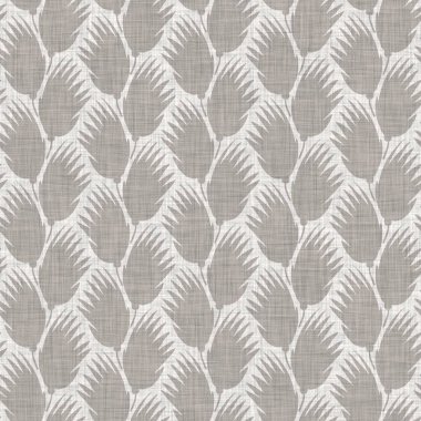 Fransız gri botanik yapraklı keten desenli, 2 tonluk kır evi motifli. Basit bir kırsal kumaş tekstil etkisi. İlkel, eski püskü, şık mutfak bezi tasarımı..