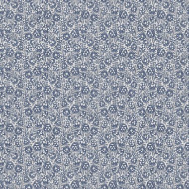 Fransız mavi botanik yaprağı keten desenli ve 2 tonluk kır evi motifli. Basit bir kırsal kumaş tekstil etkisi. İlkel, eski püskü, şık mutfak bezi tasarımı..