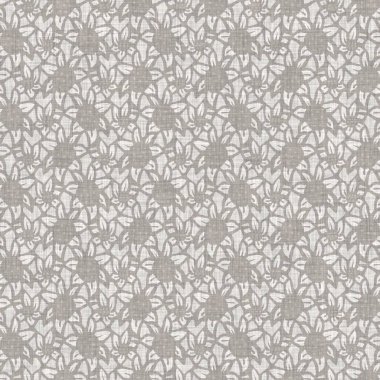 İki tonluk kır evi tarzı botanik motifli Fransız gri keten desenli kusursuz desen. Basit bir kırsal kumaş tekstil etkisi. İlkel, modern, pejmürde, şık tasarım..