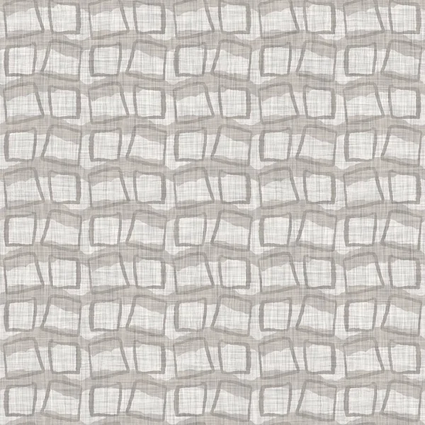Fransız gri geometrik keten desenli. Tonal çiftlik evi tarzı soyut şebeke arka planı. Basit bir kırsal kumaş tekstil etkisi. İlkel, eski püskü, şık mutfak bezi tasarımı..