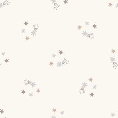 Sakin, yeni doğmuş, kusursuz bir yıldız deseni. Cinsiyet açısından nötr bebek odası dekorasyonu. Scandi stili eskiz duvar kağıdı arkaplan taşı ya da yeni yürümeye başlayan giysi modaName.