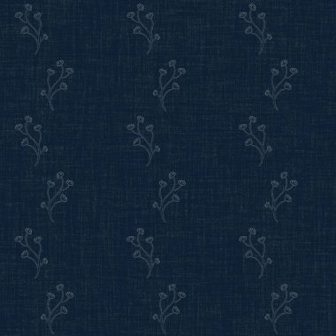 Koyu mavi yaprak boya bloğu deseni. Japon erkeksi boro etkisi kusursuz tekstil arka planı. Ses tonu bozuk wabi sabi nakış stili 