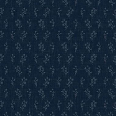 Koyu mavi yaprak boya bloğu deseni. Japon erkeksi boro etkisi kusursuz tekstil arka planı. Ses tonu bozuk wabi sabi nakış stili 