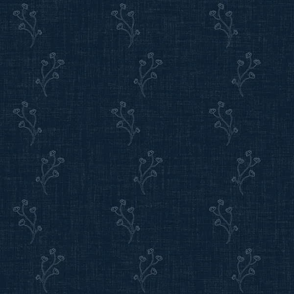 Koyu mavi yaprak boya bloğu deseni. Japon erkeksi boro etkisi kusursuz tekstil arka planı. Ses tonu bozuk wabi sabi nakış stili 