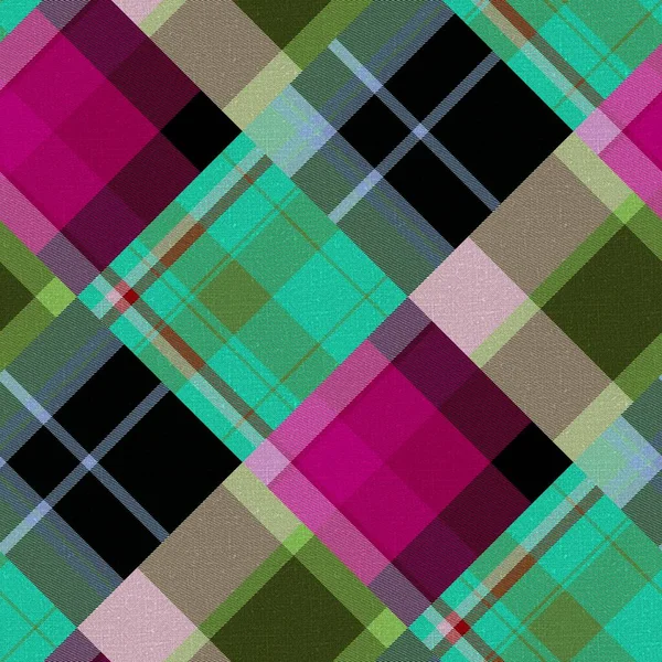 Diagonální madras patchwork kostkovaný bavlněný vzor. Bezešvé prošívání tkaniny efekt prádlo zkontrolujte pozadí. — Stock fotografie