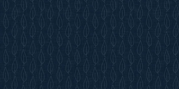 Indigo escuro azul folha tintura ponto bloco borda de impressão. Boro masculino japonês efeito sem costura fundo têxtil. Tom sobre tom angustiado wabi sabi bordado estilo — Fotografia de Stock