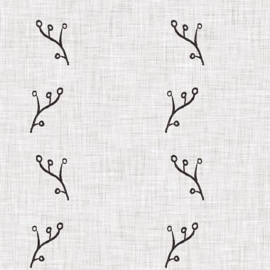 Fransız gri botanik yapraklı keten desenli, 2 tonluk kır evi motifli. Basit bir kırsal kumaş tekstil etkisi. İlkel, eski püskü, şık mutfak bezi tasarımı..