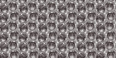 Fransız gri botanik yaprağı, iki tonluk kır evi motifli dikişsiz sınır. Basit bir kırsal kumaş tekstil etkisi. İlkel, eski püskü, şık mutfak bezi tasarımı..