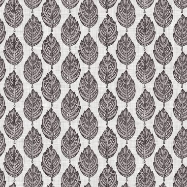 Fransız gri botanik yapraklı keten desenli, 2 tonluk kır evi motifli. Basit bir kırsal kumaş tekstil etkisi. İlkel, eski püskü, şık mutfak bezi tasarımı..