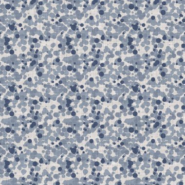 Fransız mavi botanik yaprağı keten desenli ve 2 tonluk kır evi motifli. Basit bir kırsal kumaş tekstil etkisi. İlkel, eski püskü, şık mutfak bezi tasarımı..