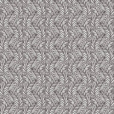 Fransız gri botanik yapraklı keten desenli, 2 tonluk kır evi motifli. Basit bir kırsal kumaş tekstil etkisi. İlkel, eski püskü, şık mutfak bezi tasarımı..