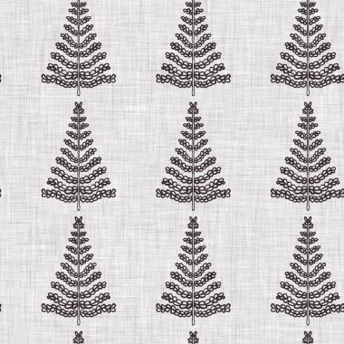 Fransız gri botanik yapraklı keten desenli, 2 tonluk kır evi motifli. Basit bir kırsal kumaş tekstil etkisi. İlkel, eski püskü, şık mutfak bezi tasarımı..