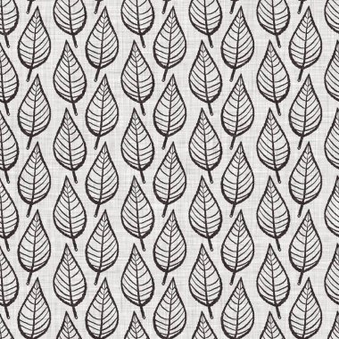 Fransız gri botanik yapraklı keten desenli, 2 tonluk kır evi motifli. Basit bir kırsal kumaş tekstil etkisi. İlkel, eski püskü, şık mutfak bezi tasarımı..