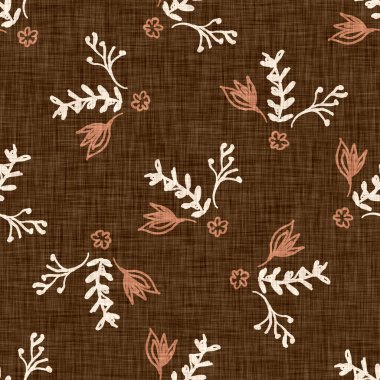 Kusursuz keten karalama çiçek desenli arka plan. Sakin boho dünya renginde duvar kağıdı. Basit modern skandi unisex çiçek tasarımı. Her yerde organik, çocuksu, cinsiyetsiz, tarafsız bir bebek var. El çizimi.