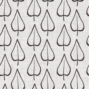 Fransız gri botanik yapraklı keten desenli, 2 tonluk kır evi motifli. Basit bir kırsal kumaş tekstil etkisi. İlkel, eski püskü, şık mutfak bezi tasarımı..