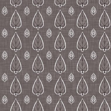 Fransız gri botanik yapraklı keten desenli, 2 tonluk kır evi motifli. Basit bir kırsal kumaş tekstil etkisi. İlkel, eski püskü, şık mutfak bezi tasarımı..