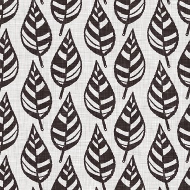 Fransız gri botanik yapraklı keten desenli, 2 tonluk kır evi motifli. Basit bir kırsal kumaş tekstil etkisi. İlkel, eski püskü, şık mutfak bezi tasarımı..