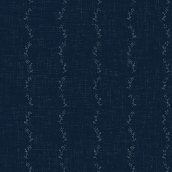 Koyu mavi yaprak boya bloğu deseni. Japon erkeksi boro etkisi kusursuz tekstil arka planı. Ses tonu bozuk wabi sabi nakış stili 