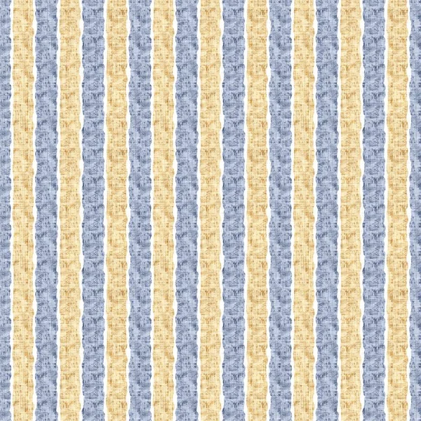 Estampado de patrón de tela de rayas de cocina de campo francés sin costuras. Fondo rayado vertical blanco amarillo azul. Tinte Batik provence estilo rústico tejido cottagecore textil. — Foto de Stock