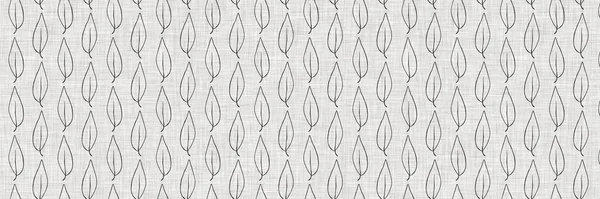 프렌치 그레이 식물학적 잎 리넨 테두리 패턴 과 2 가지 톤 시골 오두막집 스타일 이 있다. 단순 한 빈티지 시골 직물 효과. 원시적 인 현대식 샤 비추식 주방용 천 설계. — 스톡 사진