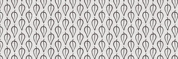 Fransk grå botaniskt bladlinne kantmönster med 2 ton lantligt stugmotiv. Enkel vintage rustik tyg textil effekt. Primitiv modern shabby chic köksduk design. — Stockfoto