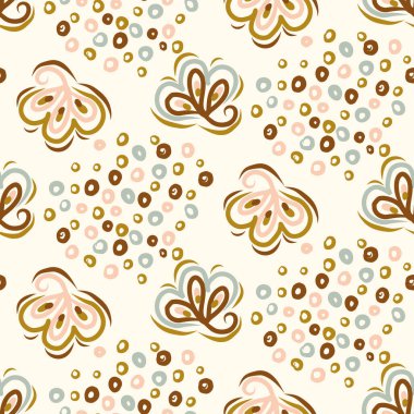 Koyu renkli boho çiçekleri, modaya uygun yaban çiçeği tarzında kusursuz desenli. El yapımı organik botanik moda baskısı. Modern yaz bahçesi, klasik kır evi çekirdek renginde çiçek açtı. 