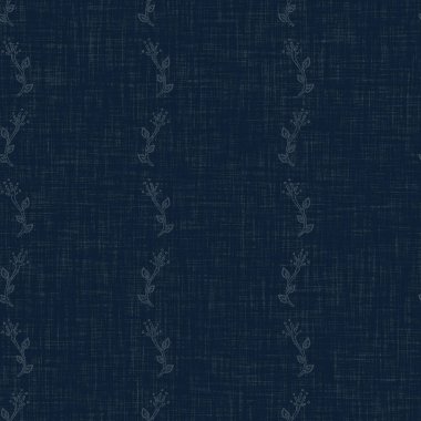 Koyu mavi yaprak boya bloğu deseni. Japon erkeksi boro etkisi kusursuz tekstil arka planı. Ses tonu bozuk wabi sabi nakış stili 