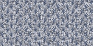 Fransız mavi botanik yaprağı, iki tonluk kır evi motifli, dikişsiz sınır. Basit bir kırsal kumaş tekstil etkisi. İlkel, eski püskü, şık mutfak bezi tasarımı..