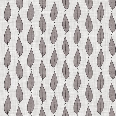 Fransız gri botanik yapraklı keten desenli, 2 tonluk kır evi motifli. Basit bir kırsal kumaş tekstil etkisi. İlkel, eski püskü, şık mutfak bezi tasarımı..