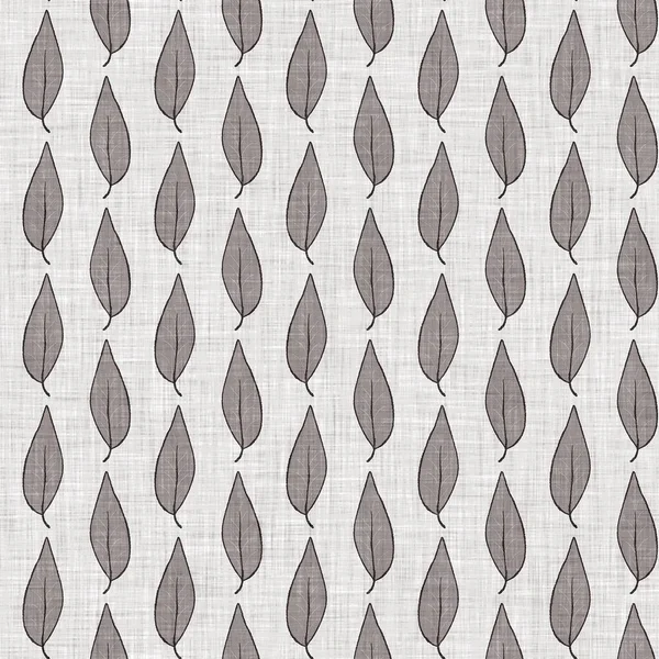 Fransız gri botanik yapraklı keten desenli, 2 tonluk kır evi motifli. Basit bir kırsal kumaş tekstil etkisi. İlkel, eski püskü, şık mutfak bezi tasarımı..