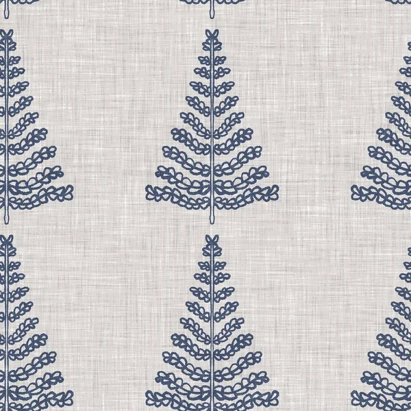 Fransız mavi botanik yaprağı keten desenli ve 2 tonluk kır evi motifli. Basit bir kırsal kumaş tekstil etkisi. İlkel, eski püskü, şık mutfak bezi tasarımı..