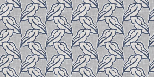 Fransız mavi botanik yaprağı, iki tonluk kır evi motifli, dikişsiz sınır. Basit bir kırsal kumaş tekstil etkisi. İlkel, eski püskü, şık mutfak bezi tasarımı..