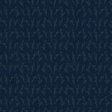 Koyu mavi yaprak boya bloğu deseni. Japon erkeksi boro etkisi kusursuz tekstil arka planı. Ses tonu bozuk wabi sabi nakış stili 