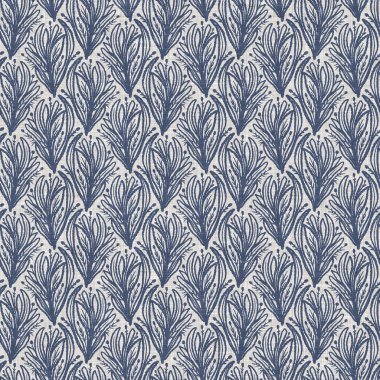 Fransız mavi botanik yaprağı keten desenli ve 2 tonluk kır evi motifli. Basit bir kırsal kumaş tekstil etkisi. İlkel, eski püskü, şık mutfak bezi tasarımı..