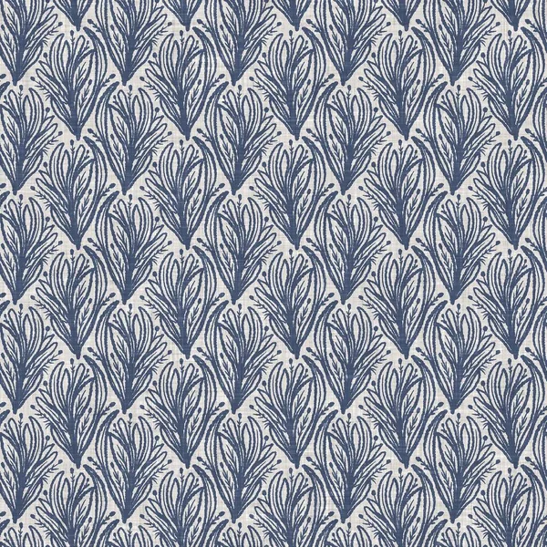 Fransız mavi botanik yaprağı keten desenli ve 2 tonluk kır evi motifli. Basit bir kırsal kumaş tekstil etkisi. İlkel, eski püskü, şık mutfak bezi tasarımı..