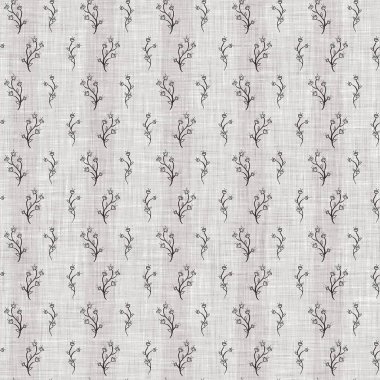 Fransız gri botanik yapraklı keten desenli, 2 tonluk kır evi motifli. Basit bir kırsal kumaş tekstil etkisi. İlkel, eski püskü, şık mutfak bezi tasarımı..